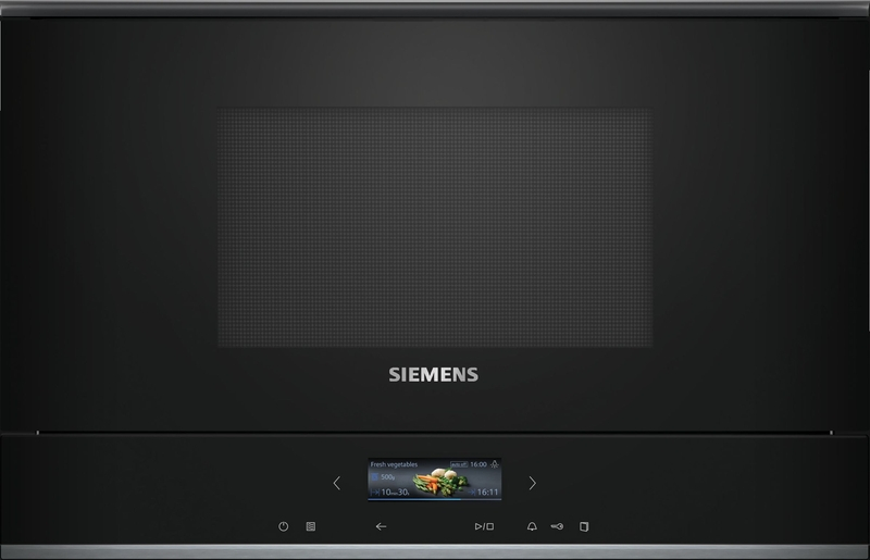 Siemens BE732R1B1, iQ700, built-in microwave, black, stainless steel, revolving door, hinged on the right, 5 year guarantee