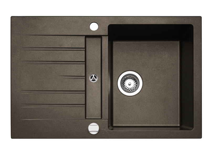 Naber set of built-in basins, composite, Corto 780, including Gramix 1 high-pressure fitting, granite espresso, 1106142