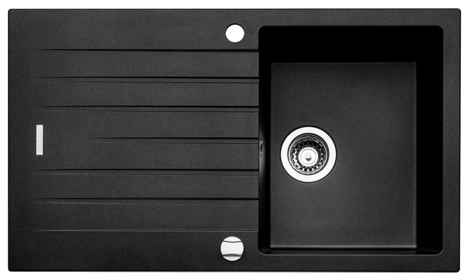 Naber set of built-in basins, composite, Angola 100, including Gramix 1 high-pressure fitting, granite nero, 1106101