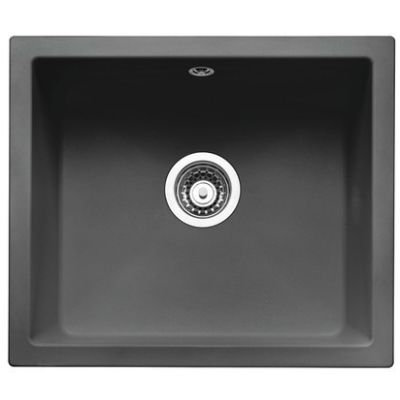 Naber Singoli 600, composite, undermount sink, granite lava, eccentric set, chrome-plated, 1106077