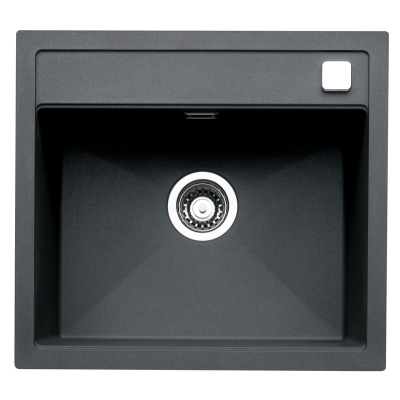 Naber set of built-in basins, flush sink, Angola 56, granite nero, with Drive 1S fitting, stainless steel coloured/black, 1041009