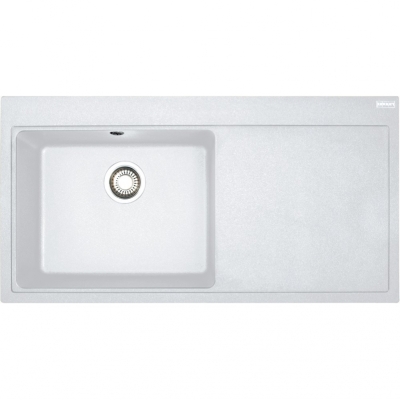 Franke Mythos MTG 611-100 Fragranit DuraKleen Plus, basin on the left, color Glacier, 114.0477.022