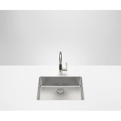 Dornbracht single basin installation, surface-mounted or flush, brushed stainless steel, 55 x 40 cm, 38551004-86