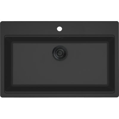 Reginox Florence 72, built-in granite sink, tap hole bank, color nero black, R40355