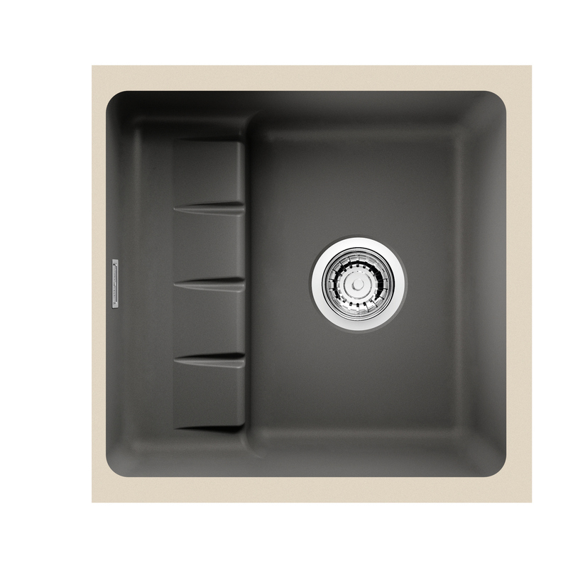 Набор подкладных раковин Naber, PickUP U, керамика, шифер, со фурнитурой Arco 2, отделка нержавеющая сталь, 1041305