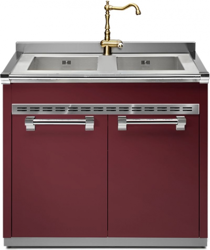 Стальная модульная система Ascot, модуль мойки, 90 см, Бордо, A9S-L2BR, с гарантией 5 лет!