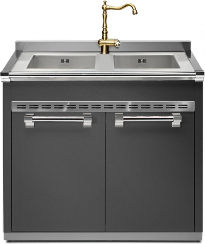 Стальная модульная система Ascot, модуль мойки, 90 см, Антрацит, A9S-L2AN, с гарантией 5 лет!