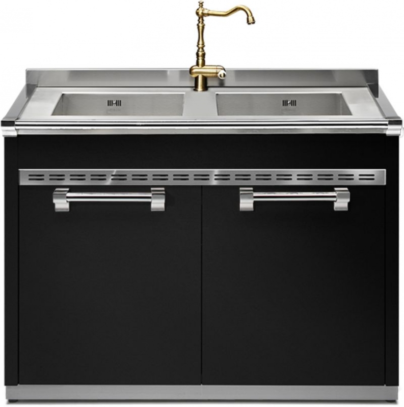 Стальная модульная система Ascot, модуль мойки, 120 см, Nero, A12S-L2BA, с гарантией 5 лет!