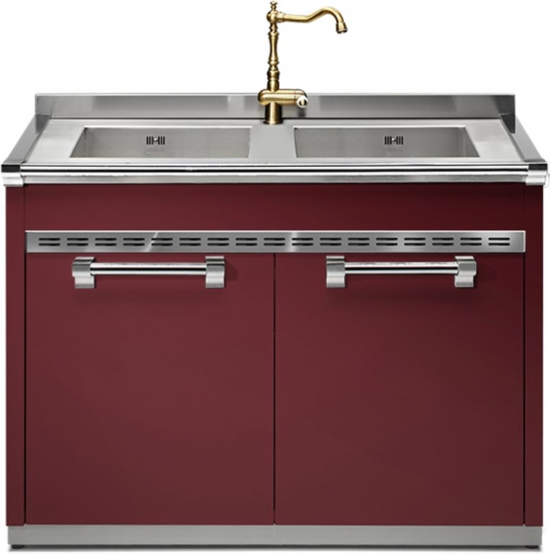 Стальная модульная система Ascot, модуль мойки, 120 см, Бордо, A12S-L2BR, с гарантией 5 лет!