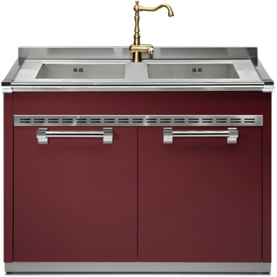 Steel Ascot Modular System, sink module, 120 cm, Bordeaux, A12S-L2BR, with 5 year guarantee!