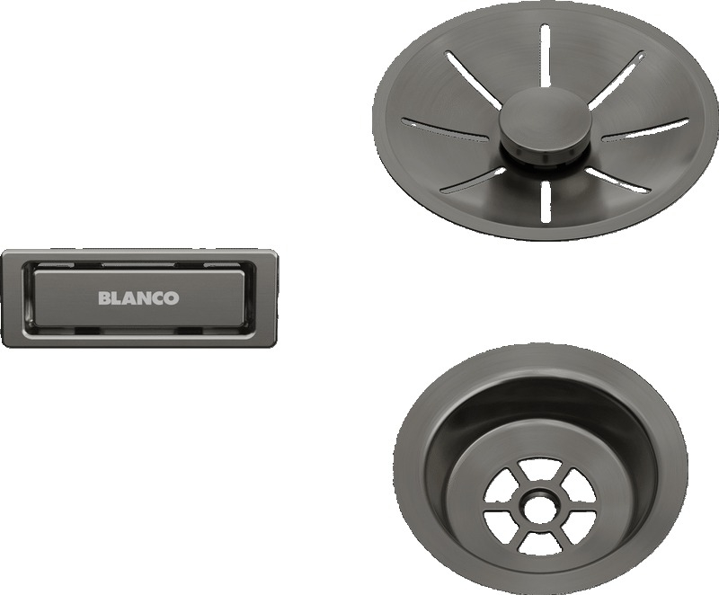 Blanco, drain/overflow set for single basins, satin dark steel, 206900