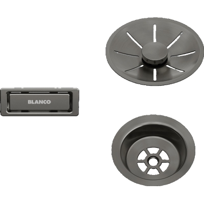 Blanco, drain/overflow set for single basins, satin dark steel, 206900