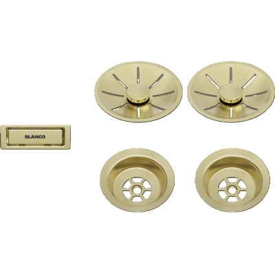 Blanco, waste and overflow set for double basins, satin gold, 203477