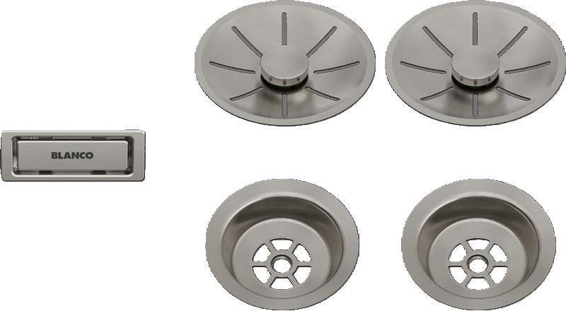 Blanco, prügi- ja ülevoolukomplekt topeltvalamutele, satiinplaatina, 207410
