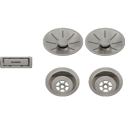 Blanco, waste and overflow set for double basins, satin platinum, 207410