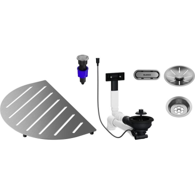 Blanco drain set, bundle of Oovalon components, brushed stainless steel, 527993