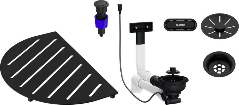 Blanco drain set, bundle of Oovalon components, matt black, 527994