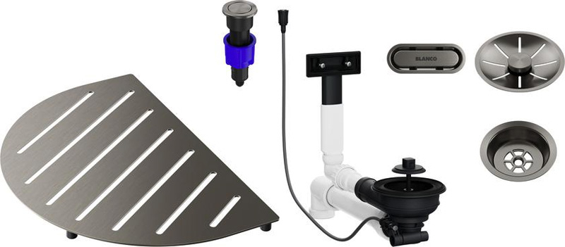 Blanco äravoolukomplekt, Oovalon komponentide komplekt, satiinplaatina, 527997