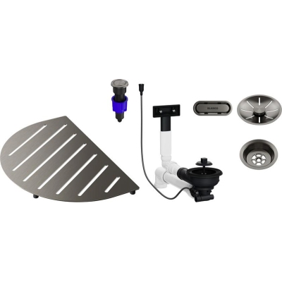 Blanco drain set, bundle Oovalon components, satin platinum, 527997
