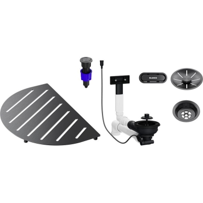 Blanco drain set, bundle Oovalon components, satin dark steel, 527996