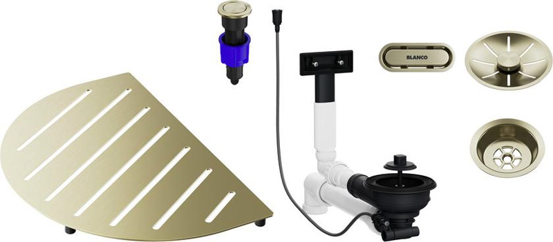 Blanco drain set, bundle Oovalon components, satin gold, 527995