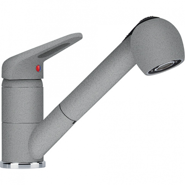 Franke Novara-Plus single lever mixer, high-pressure pull spout and shower head, stone gray, 115.0470.670