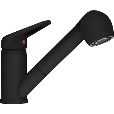 Franke Novara-Plus ühe hoova segisti, kõrgsurvetõmbetila ja dušipea, mattmust, 115.0659.840