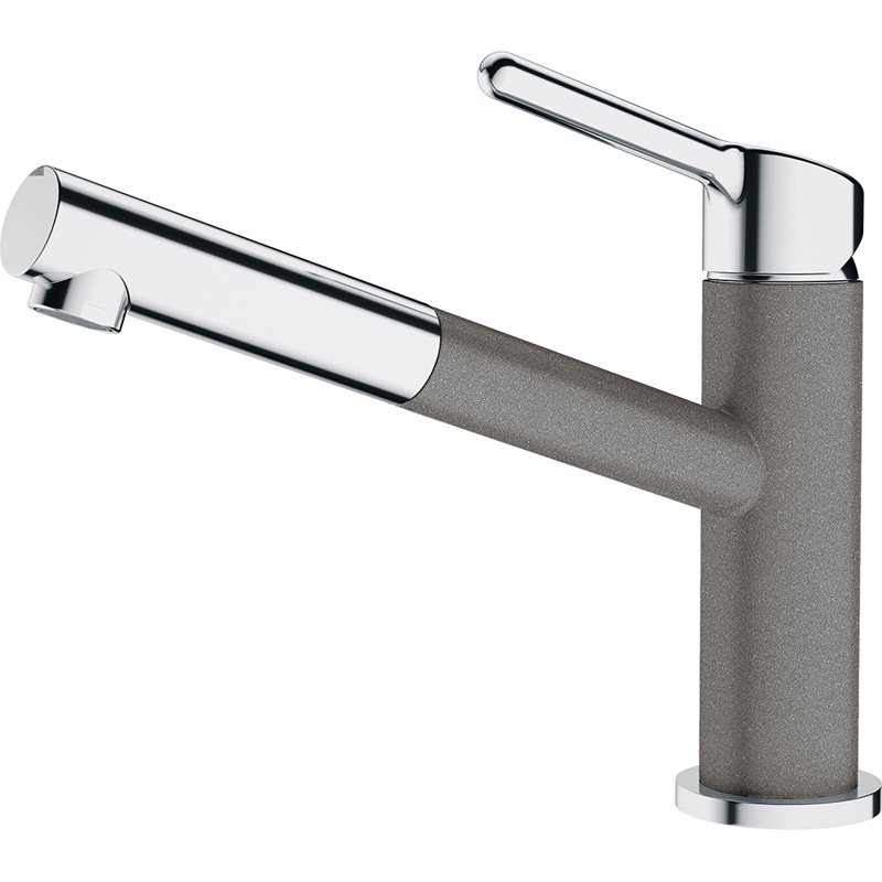 Franke Orbit single-lever mixer, high-pressure pull spout, chrome-stone gray, 115.0623.141