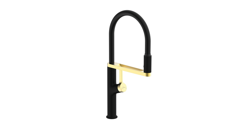 Naber Aria, must-harjatud-kuld, kõrgsurve, tõmbetila, ühe hoovaga segisti, 5021318