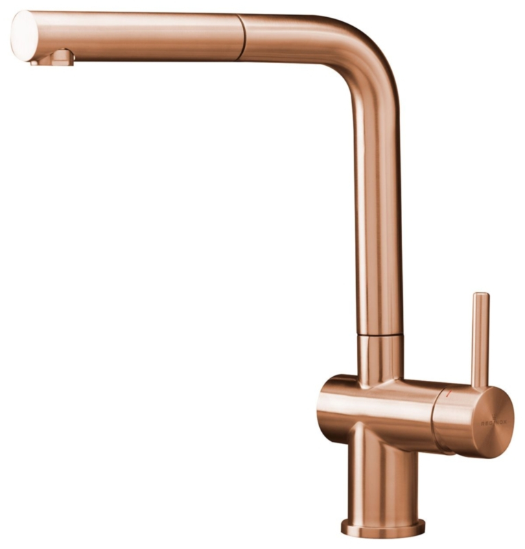 Reginox Cedar single lever mixer stainless steel, color copper II, pull spout high pressure, R38789