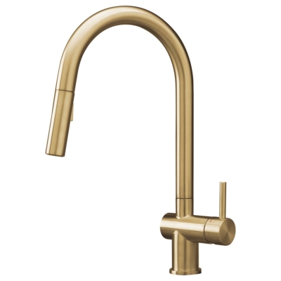 Reginox Flint ühe hoovaga segisti roostevaba teras, värvus kuld II, tõmbetila kõrgsurve, R38833