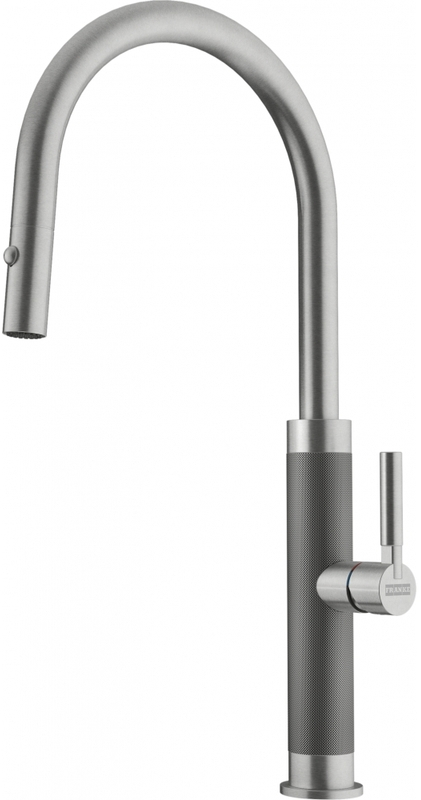 Смеситель Franke Mythos Masterpiece, однорычажный, вытяжной излив высокого давления, массив нержавеющей стали, 115.0711.554