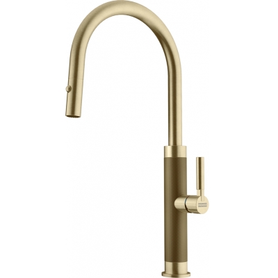 Franke Mythos Masterpiece ühe hoova segisti, kõrgsurve väljatõmmatav dušš, täiskuldne roostevaba teras, 115.0711.558