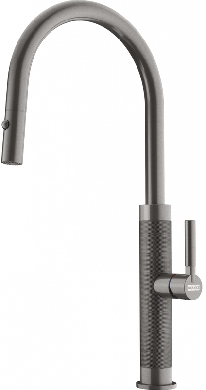 Смеситель Franke Mythos Masterpiece, однорычажный, выдвижной душ высокого давления, массив нержавеющей стали, антрацит, 115.0711.555