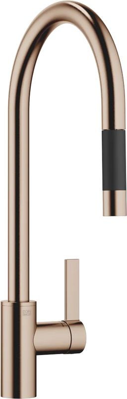Dornbracht Tara Ultra pull-down single lever mixer with shower function, high pressure, brushed bronze, 33870875-42
