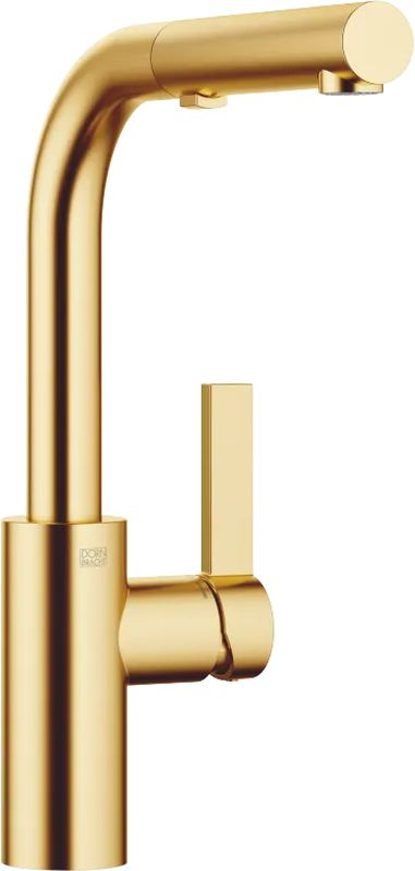 Dornbracht Elio Pull-Out single lever mixer with pull-out spout, high pressure, brushed brass, 33871790-28