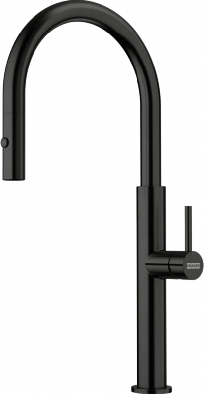Смеситель Franke Pescara J, однорычажный, излив высокого давления, массив нержавеющей стали, индустриальный черный PVD, 115.0741.695