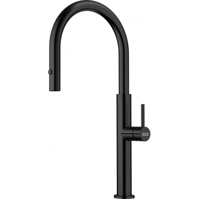 Franke Pescara J ühe hoova segisti, kõrgsurvetõmbetila, tahke roostevaba teras, PVD Industrial must, 115.0741.695