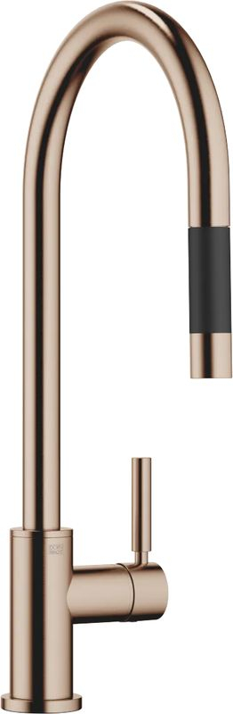Dornbracht Tara pull-down single lever mixer with shower function, high pressure, brushed bronze, 33870888-42
