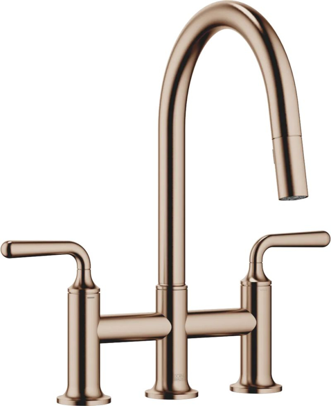 Dornbracht VAIA three-hole pull-down bridge mixer with shower function - brushed bronze, 19870809-42
