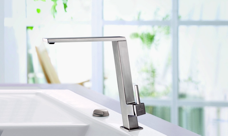 Уникальный предмет № 2971 Villeroy &amp; Фитинг Boch Finera Square Slope, цельная нержавеющая сталь, фиксированный излив высокого давления, 927700LC