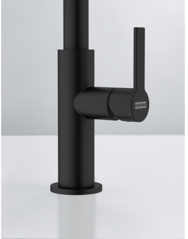 Смеситель Franke Maris Slim J, однорычажный, фиксированный излив высокого давления, черный матовый, 115.0728.386