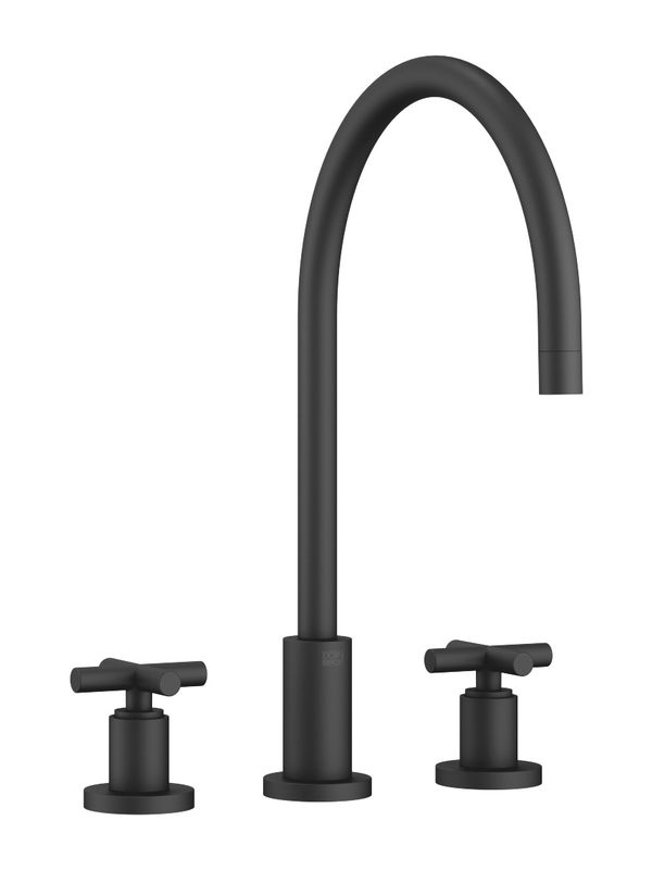 Üheosaline Dornbracht Tara kolme auguga aku, kõrgsurve, mattmust, 20815892-33