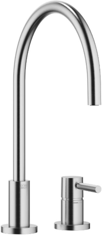 Dornbracht TARA ühe hoova segisti, kahe auguga segisti üksikute rosettidega, kõrgsurve, harjatud kroom, 32816888-93