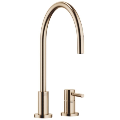 Dornbracht TARA ühe hoovaga mikser, kahe auguga mikser üksikute rosettidega, kõrgsurve, harjatud šampanja, 32816888-46