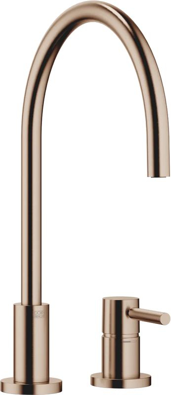 Dornbracht TARA single lever mixer, two-hole mixer with individual rosettes, high pressure, brushed bronze, 32816888-42
