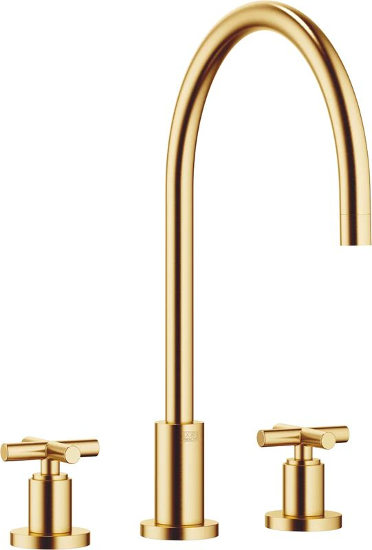 Батарейка Dornbracht TARA на три отверстия - матовая латунь (золото 23 карата), 20816892-28