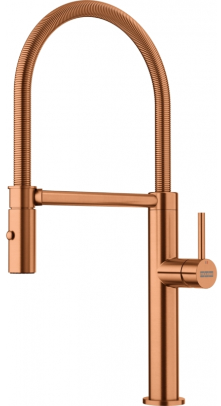 Franke Pescara J Semi-Pro ühe hoova segisti, kõrgsurve fikseeritud tila, tahke roostevaba teras, PVD vask, 115.0741.724