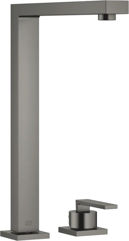 Dornbracht LOT single lever mixer, two-hole mixer with individual rosettes, high pressure, dark platinum brushed, 32815680-99