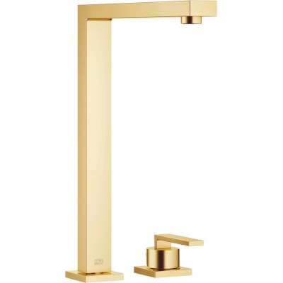 Dornbracht LOT ühe hoovaga segisti, kahe auguga mikser üksikute rosettidega, kõrgsurve, harjatud messing (23kt kulda), 32815680-28